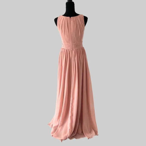 AZAZIE HARPER Flowy Pleated Chiffon Floor-Length Dress Rosette - Picture 4 of 16